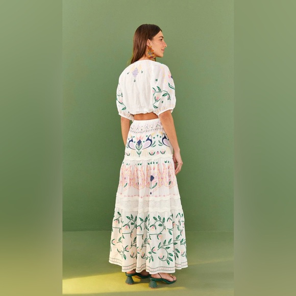 FARM RIO SUMMER GARDEN EMBROIDERED MAXI SKIRT - Picture 2 of 4
